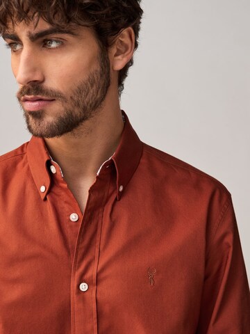 Next Slim fit Button Up Shirt in Red