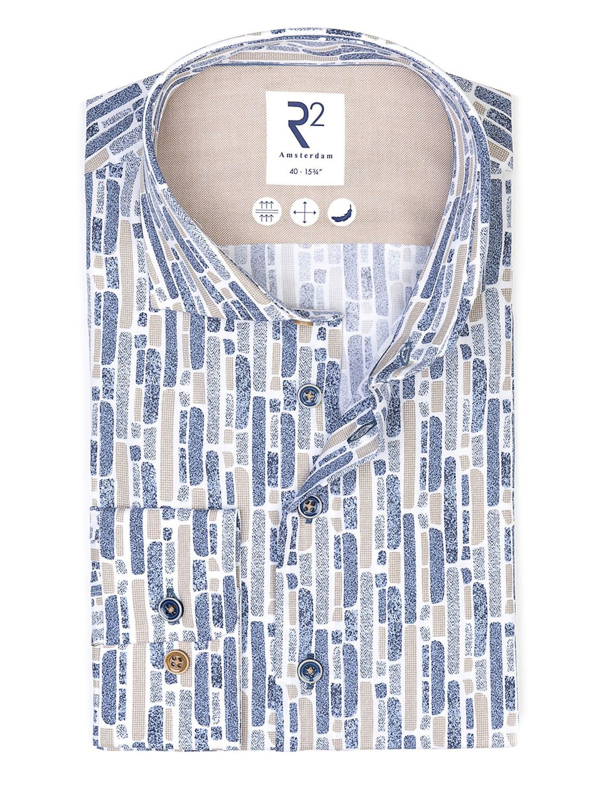 R2 Amsterdam Regular fit Button Up Shirt in Blue: front