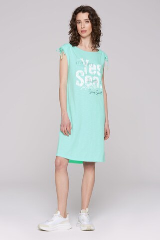 Soccx Jersey-Kleid mit gerafften Schultern und Artwork in Blau
