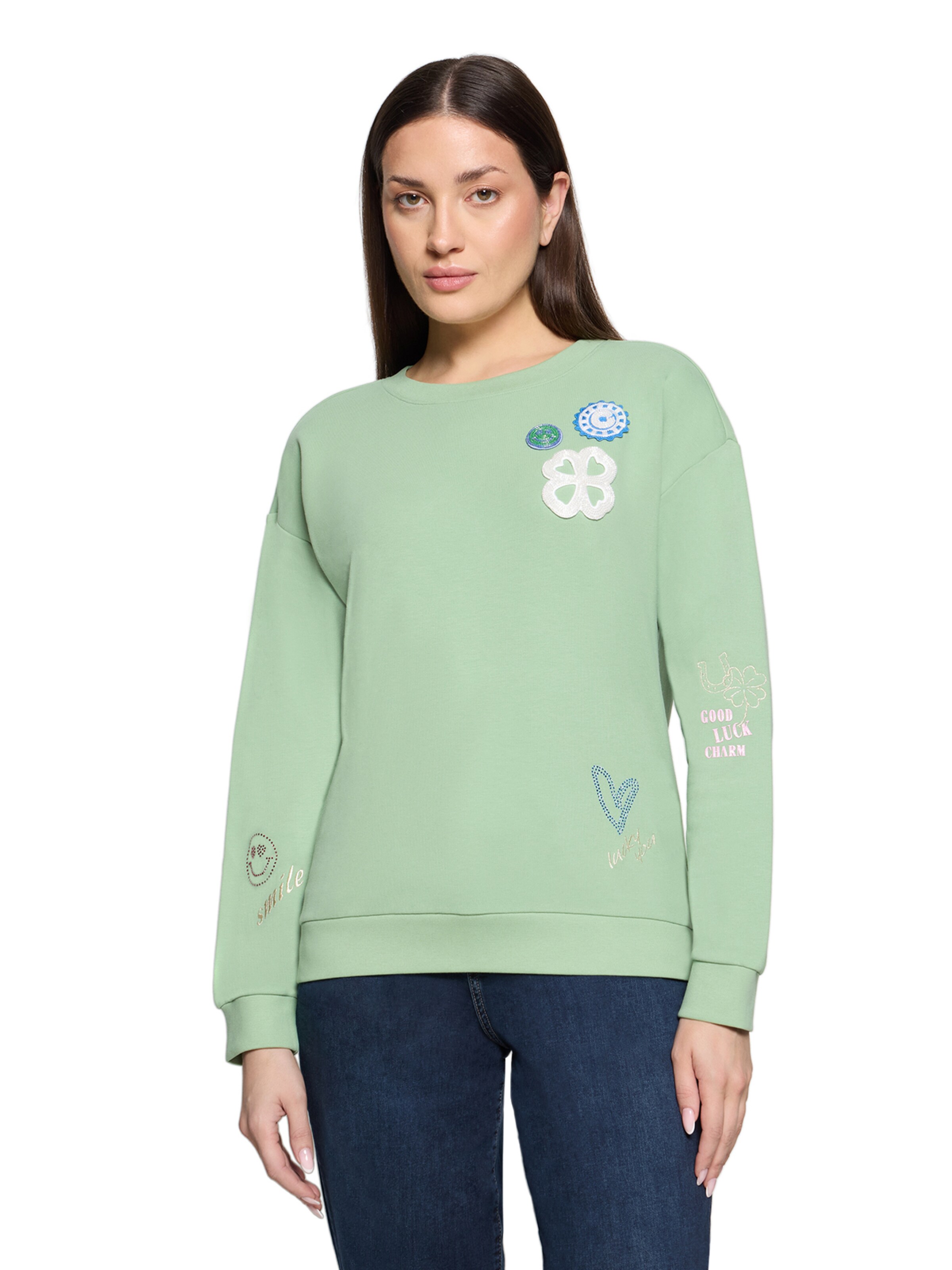 Cartoon Sweatshirt in Green: front