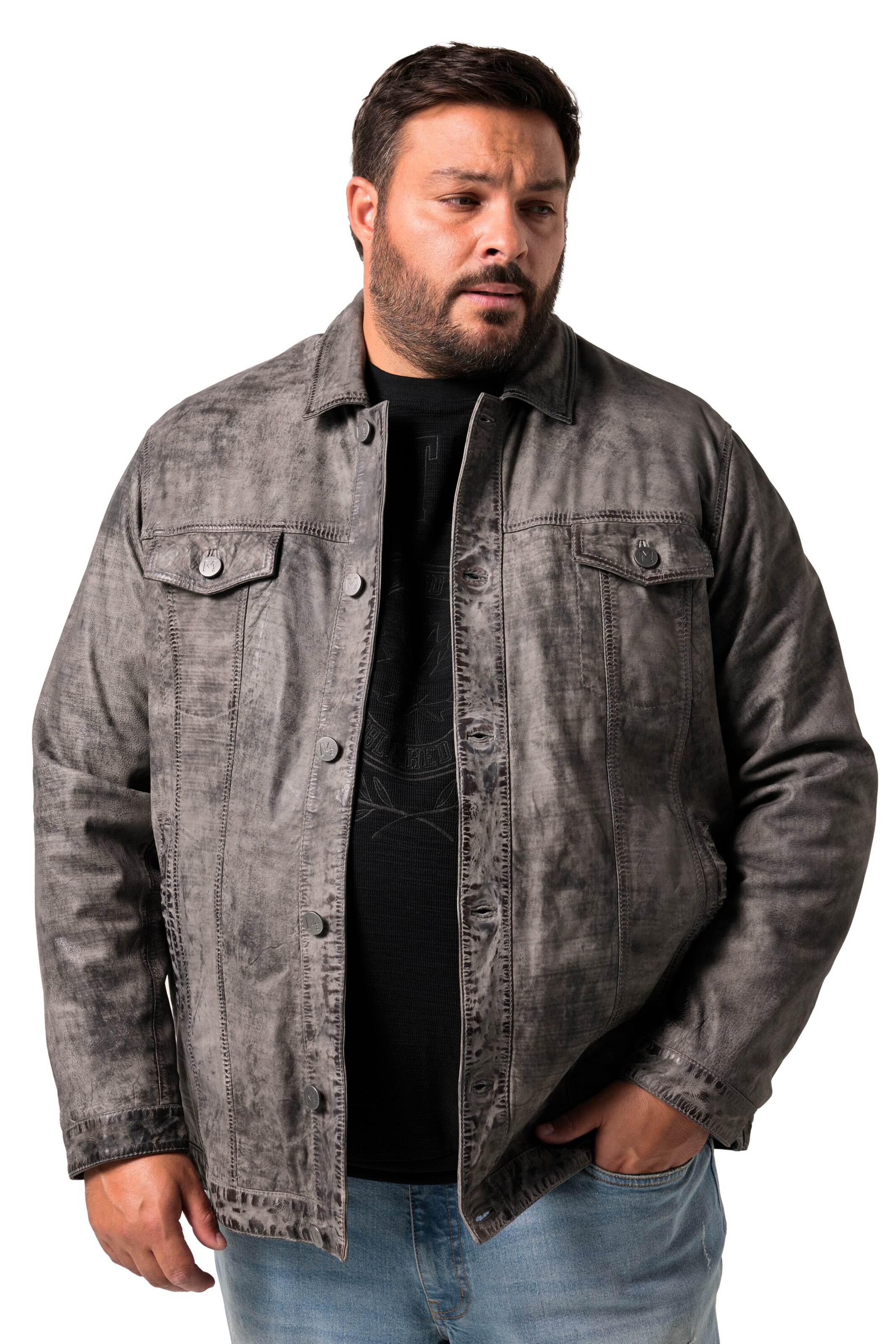 Men Plus Between-season jacket in Grey: front