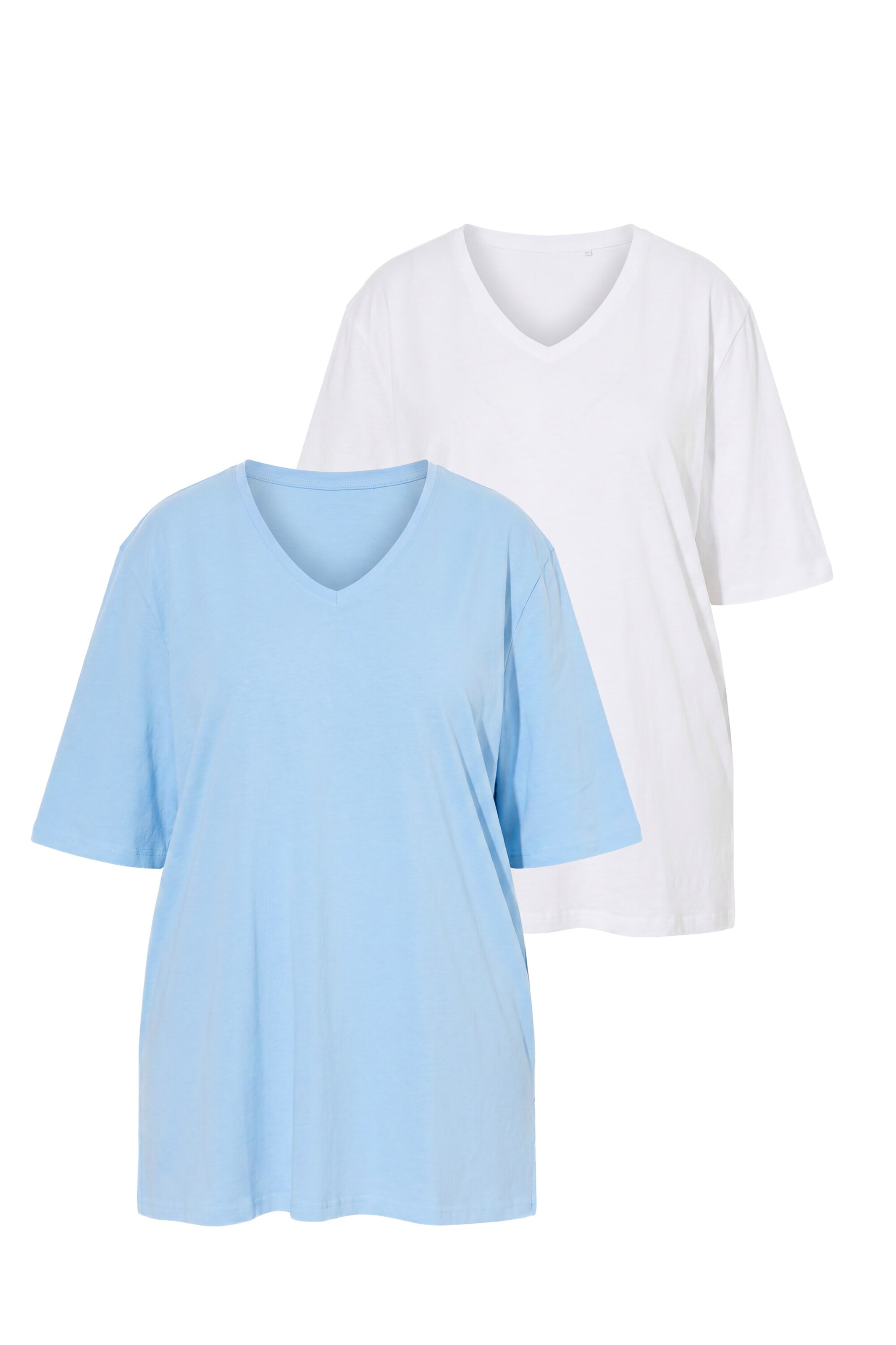Ulla Popken Shirt in M-L in himmelblau / weiß, Produktansicht