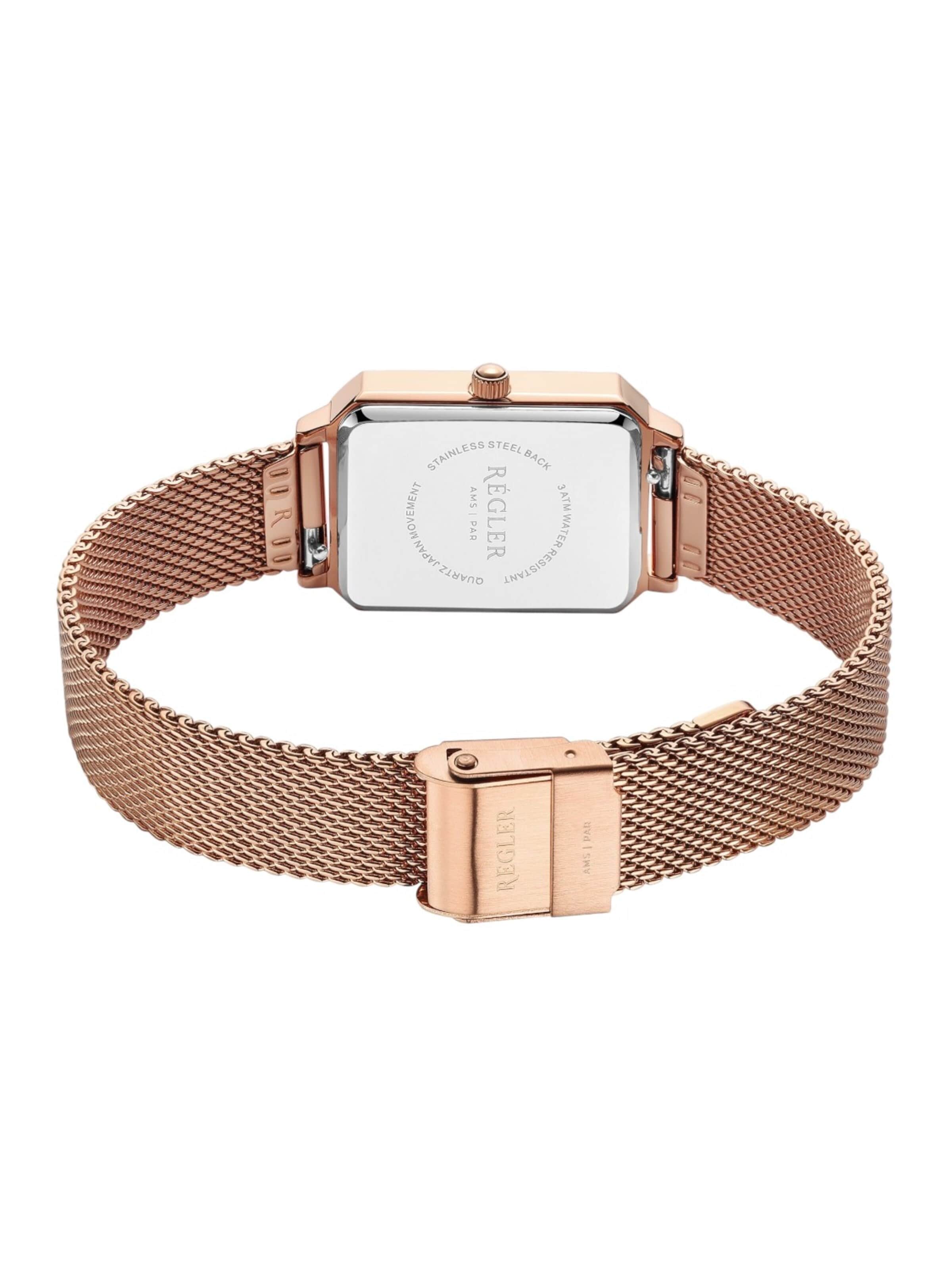 Régler Zegarek analogowy 'Régler Élégance Mesh Rose Gold - Pearl' w kolorze złoty