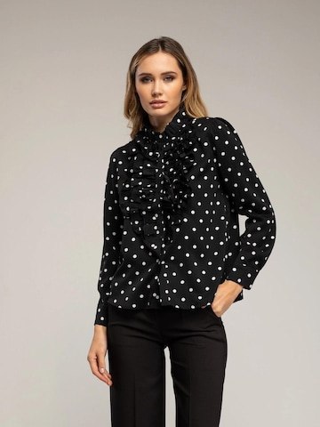 Camicia da donna 'Blusa de lunares con volantes en el pecho. (NEGRA)' di Tantra in nero