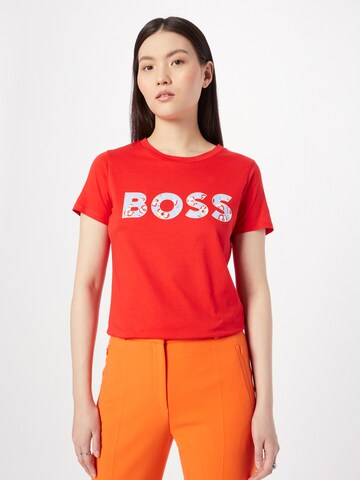 BOSS Orange Shirt 'Elogo' in Rood: voorkant