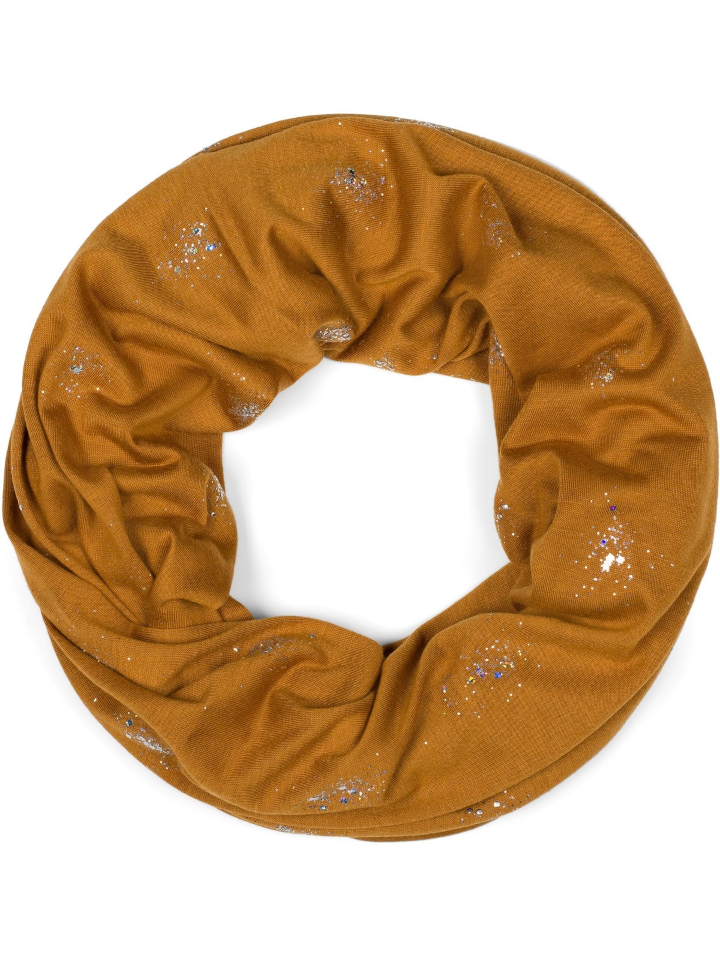 styleBREAKER Tube Scarf 'Loop Schal mit Glitzer und Pailletten Punkte' in Brown: front