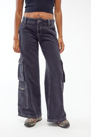 BDG Urban Outfitters Wide leg Cargojeans in Zwart: voorkant