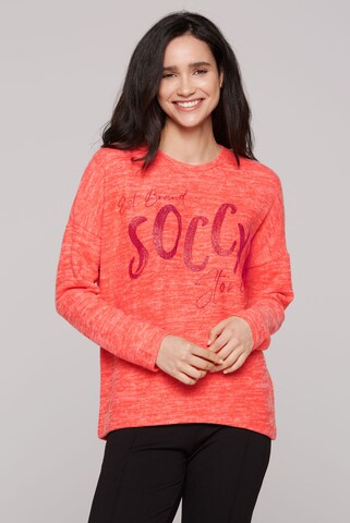 Soccx Oversized Pullover aus Flauschstrick in Rot: Vorderseite