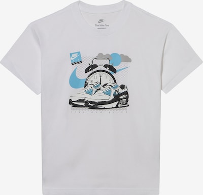 122-128 dydžio Marškinėliai iš Nike Sportswear, spalva – šviesiai mėlyna / šviesiai pilka / juoda / balkšva, Prekių apžvalga