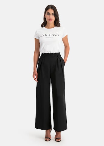 Nicowa Wide leg Pleat-Front Pants 'Ronica' in Black