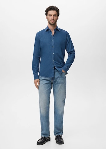 MANGO MAN Regular Fit Hemd 'Chambre' in Blau
