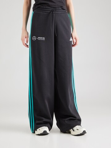 ADIDAS PERFORMANCE Wide leg Sports trousers 'Mercedes - AMG Petronas Formula One Team DNA' in Black: front