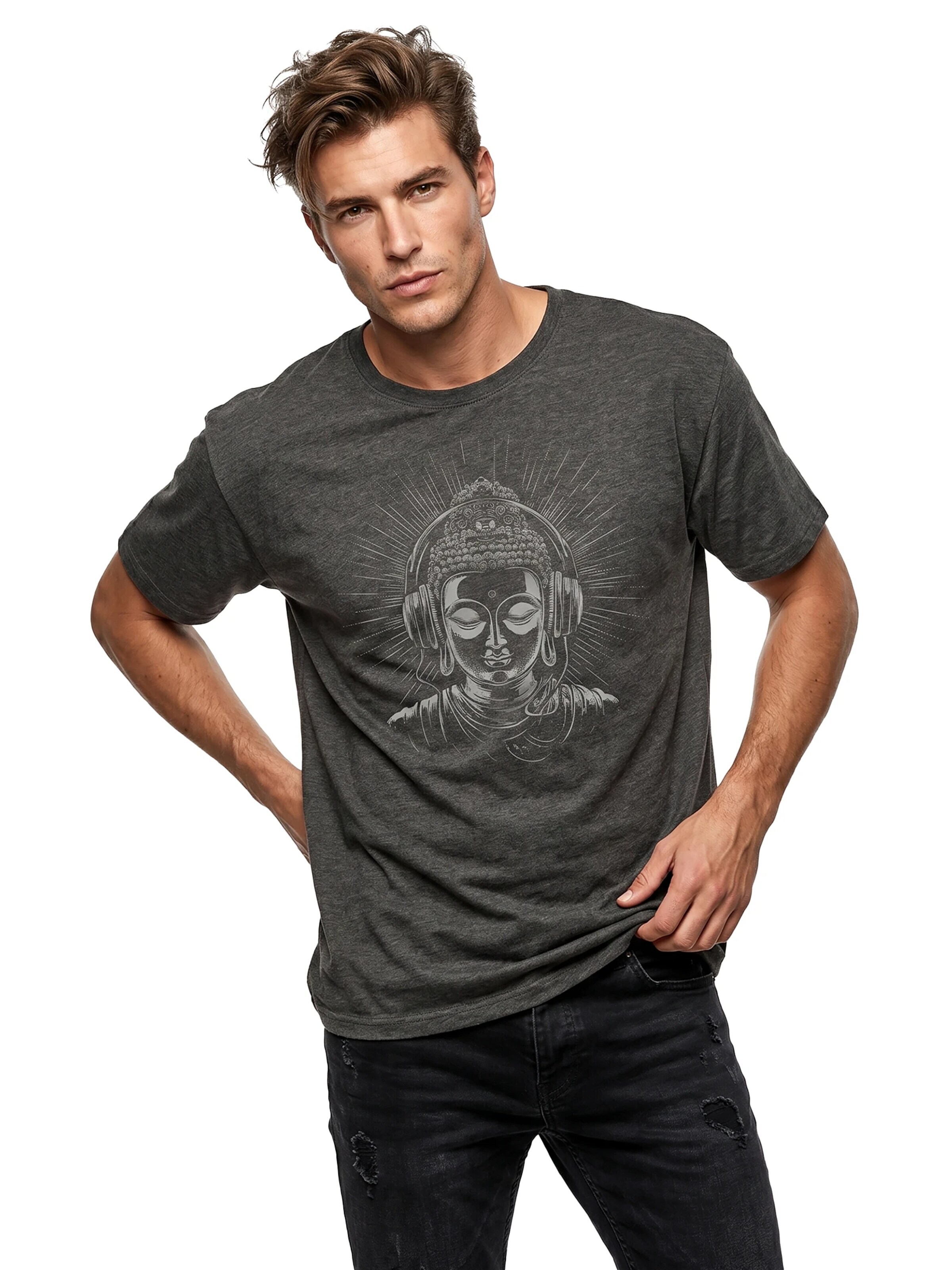 MAKAYA Shirt 'Buddha' in Grey