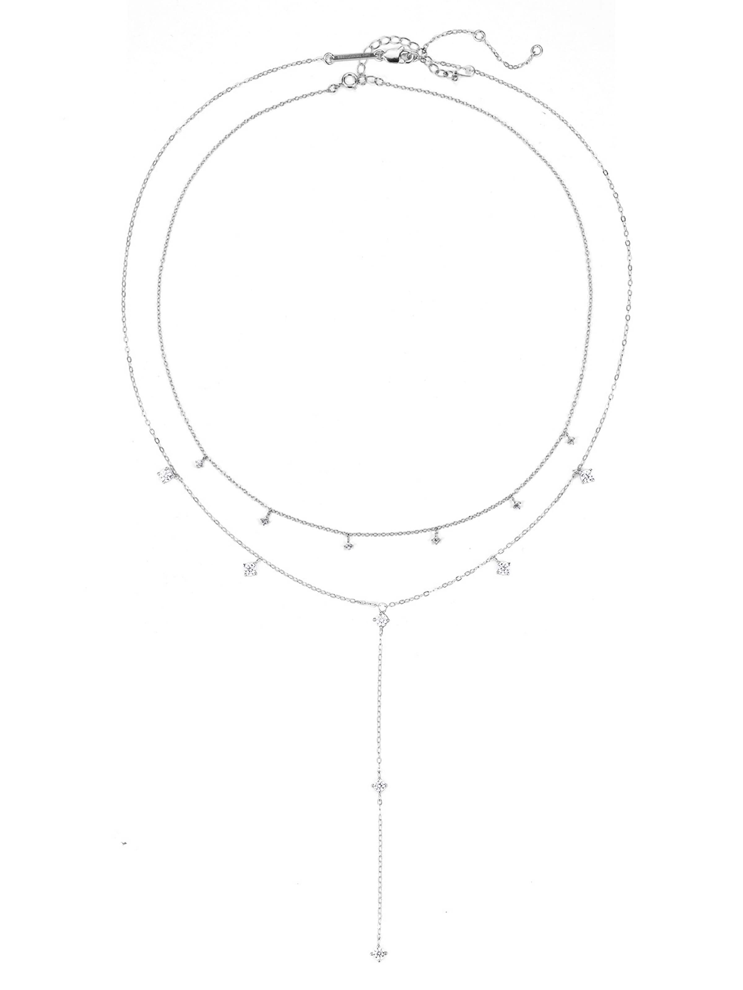 Hey Happiness Ketting 'Ellipse Duo' in Zilver: voorkant