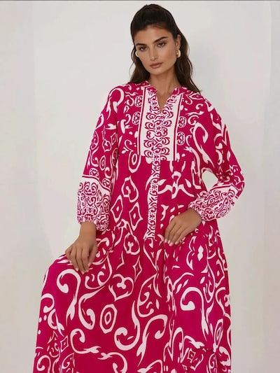 Hiccup Kleid in dunkelpink / weiß, Produktansicht