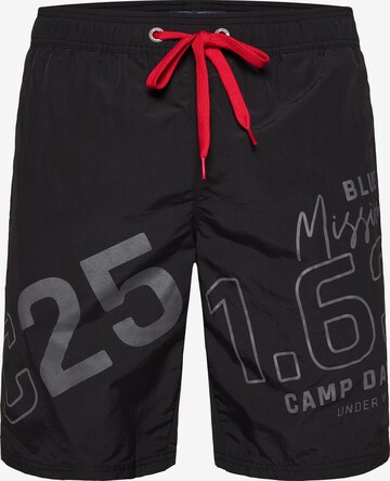 CAMP DAVID Board Shorts in Black: front