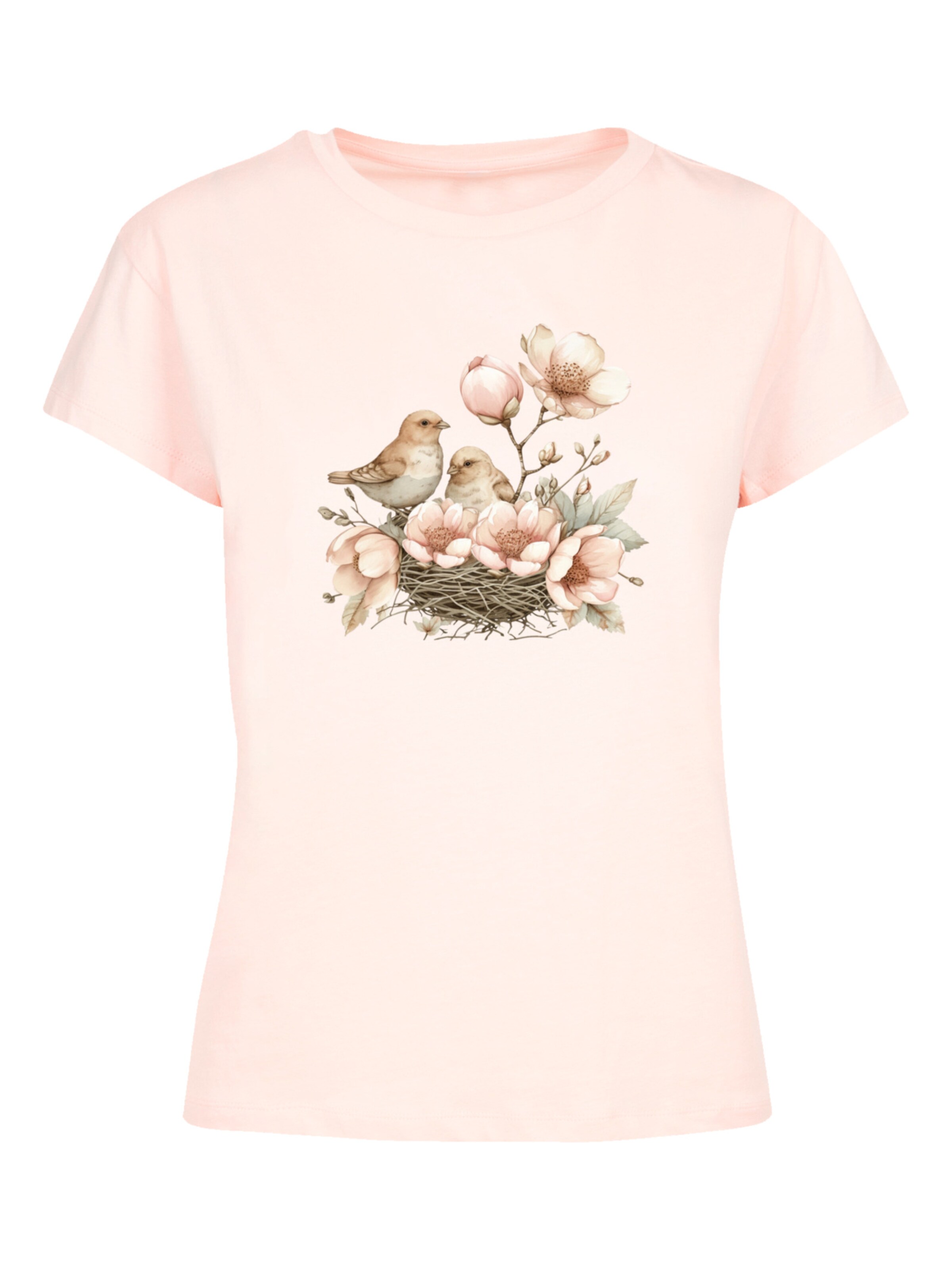 F4NT4STIC Shirt 'Vogelnest Blumen' in Pink: front