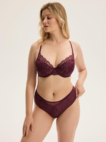ESOTIQ - Panti 'Hipster Cloe, hohe Leibhöhe, florale Spitze, transparent' en marrón
