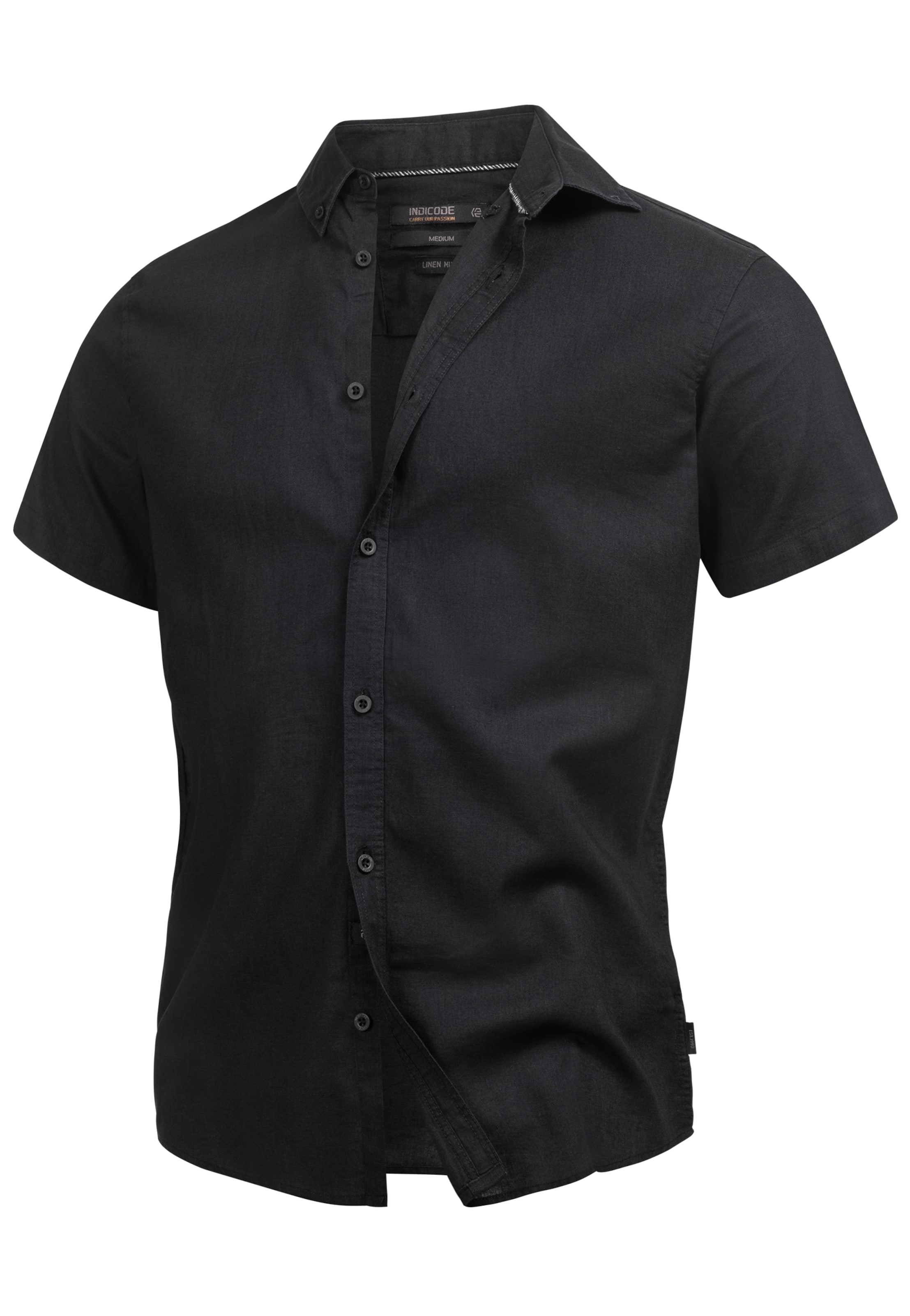 INDICODE JEANS Regular fit Button Up Shirt in Black: front