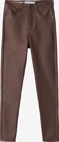 Bershka Skinny Pants in Brown: front