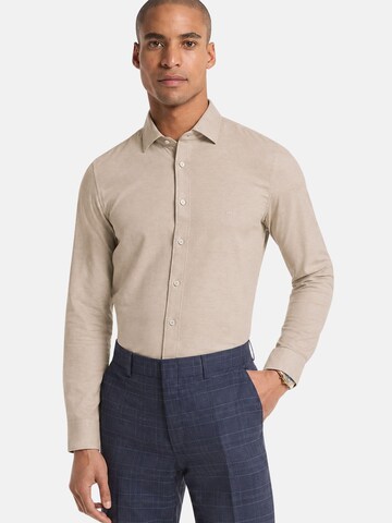 Coupe regular Chemise business 'COTTON LINEN SLIM SHIRT' Michael Kors en beige