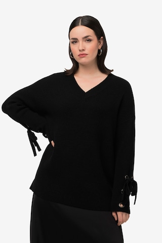 Ulla Popken Oversized Sweater in Black: front