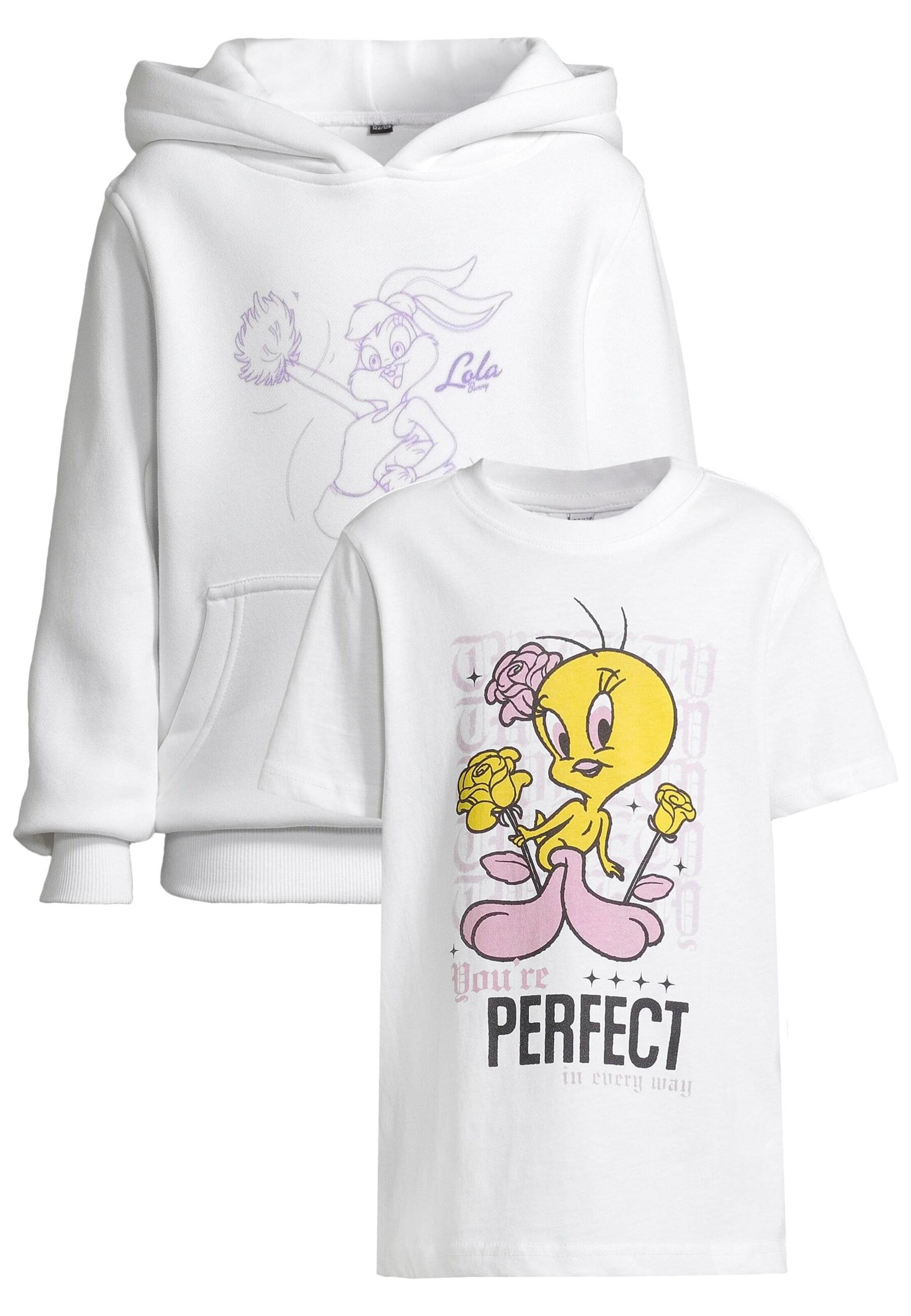 Mister Tee Sweatshirt 'Tweety & Lola Bunny' in Wit: voorkant