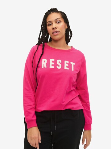 Zizzi Sweatshirt in Pink: predná strana