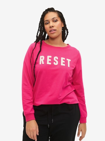Zizzi Sweatshirt in Pink: predná strana