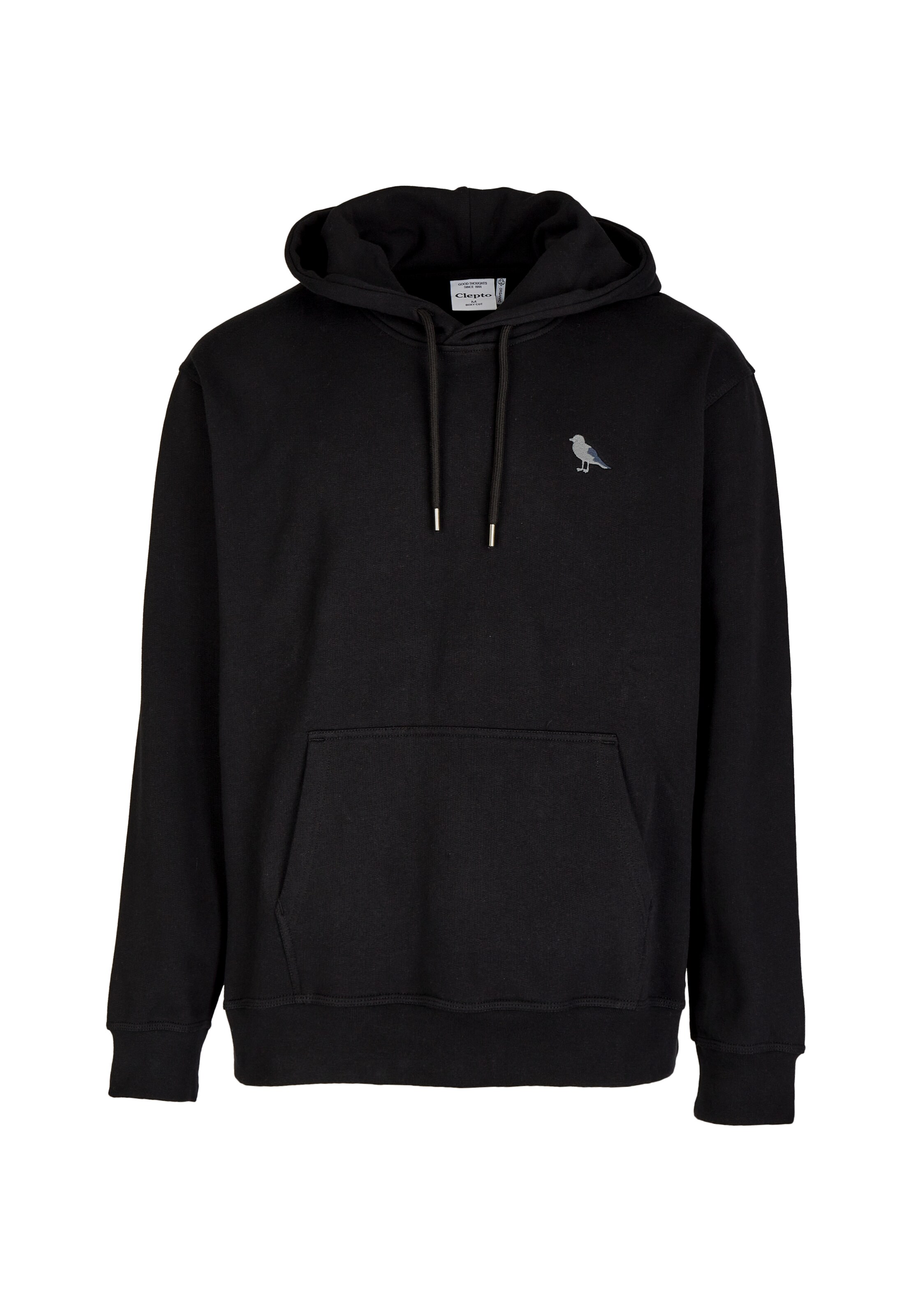 Cleptomanicx Kapuzenpullover 'Embro Gull Mono' in Schwarz: Vorderseite