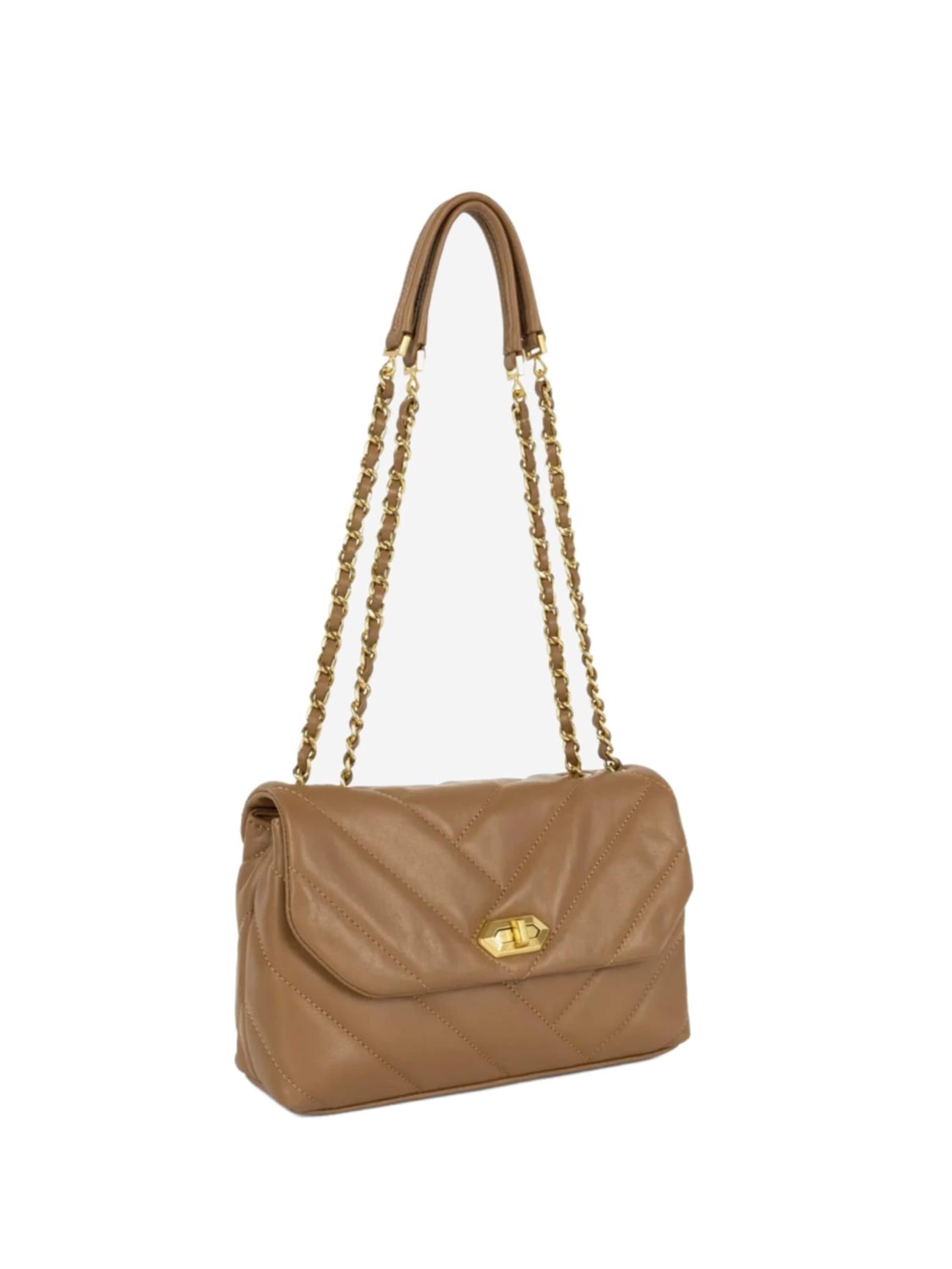 Sac bandoulière 'Lancaster Sac rabat cuir Soft Matelassé Camel' LANCASTER Paris en marron