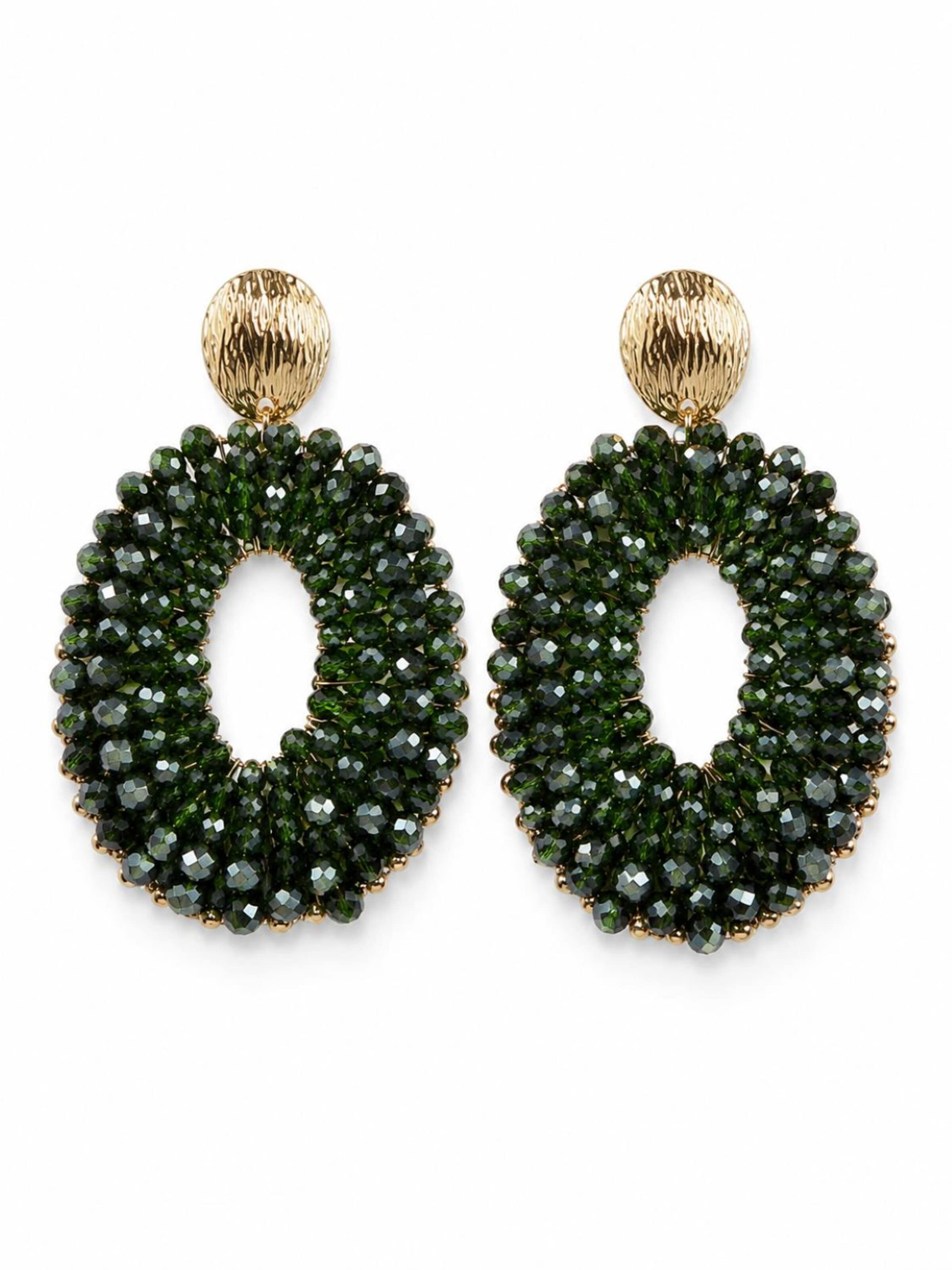 Alster Herz - Pendientes 'Marisol' en verde: frente