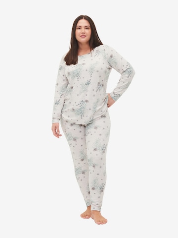 Zizzi - Skinny Pantalón de pijama 'Mavlis' en blanco