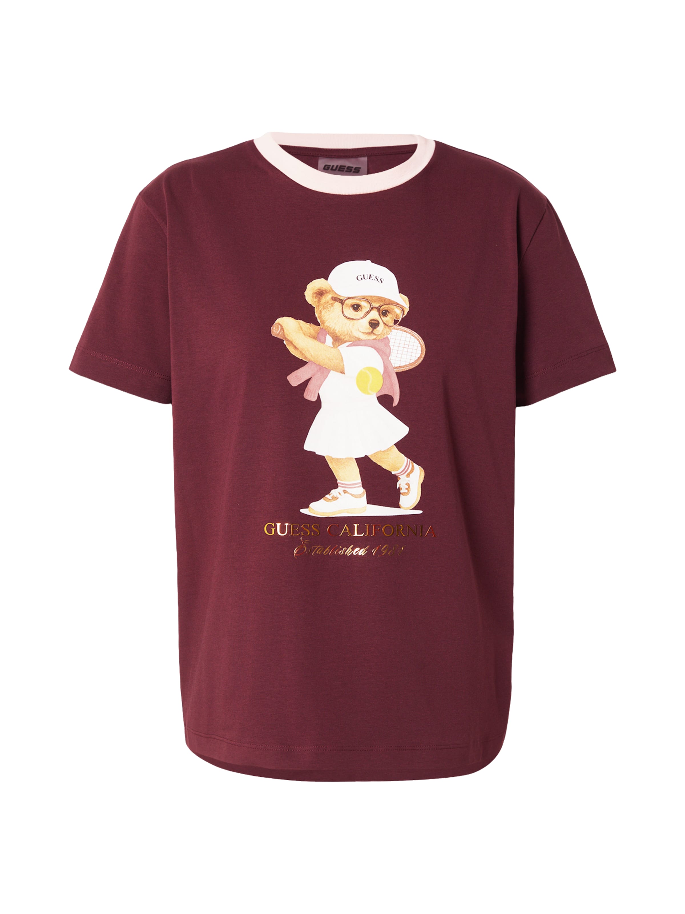 GUESS Тениска 'TENNIS LADY BEAR' в червено: отпред