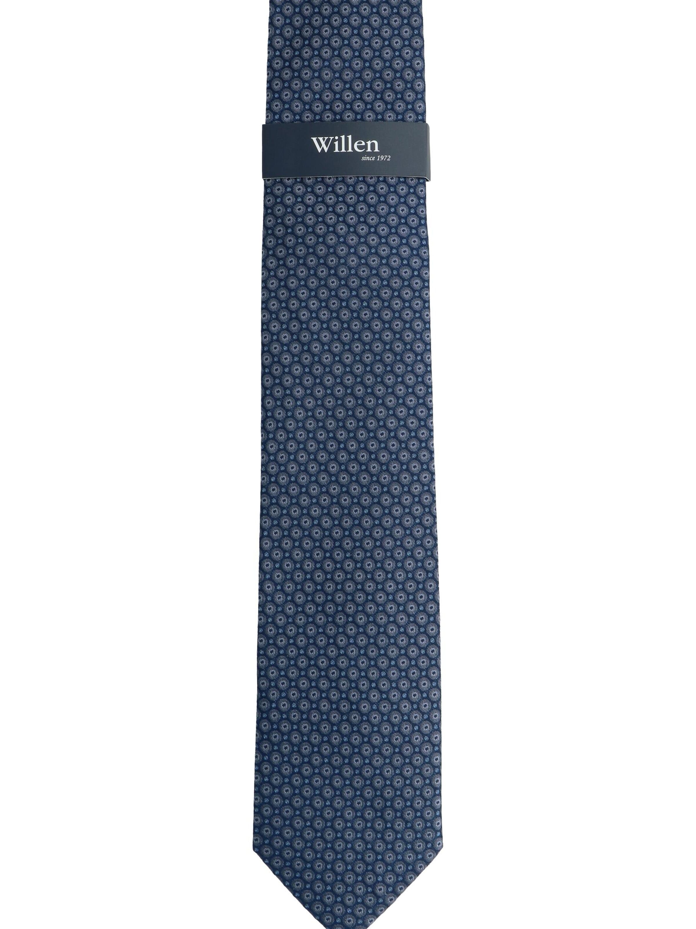 WILLEN Krawatte 'Kleinmuster Marine'‌‌‌‌‌‌‌‌‌ in Grau: Vorderseite