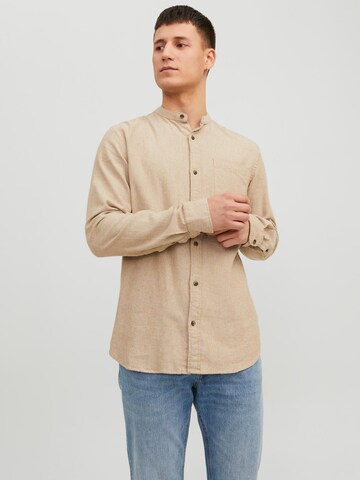 JACK & JONES Regular Fit Hemd 'Band' in Beige