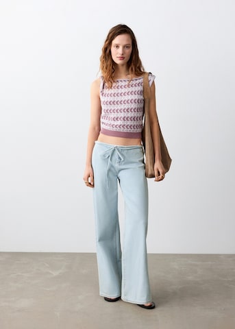 MANGO TEEN Wide Leg Jeans 'Bow' in Blau