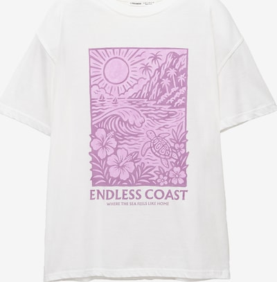 Tricou 'SUMMER COAST' Pull&Bear pe lila / mov liliachiu / alb, Vizualizare produs