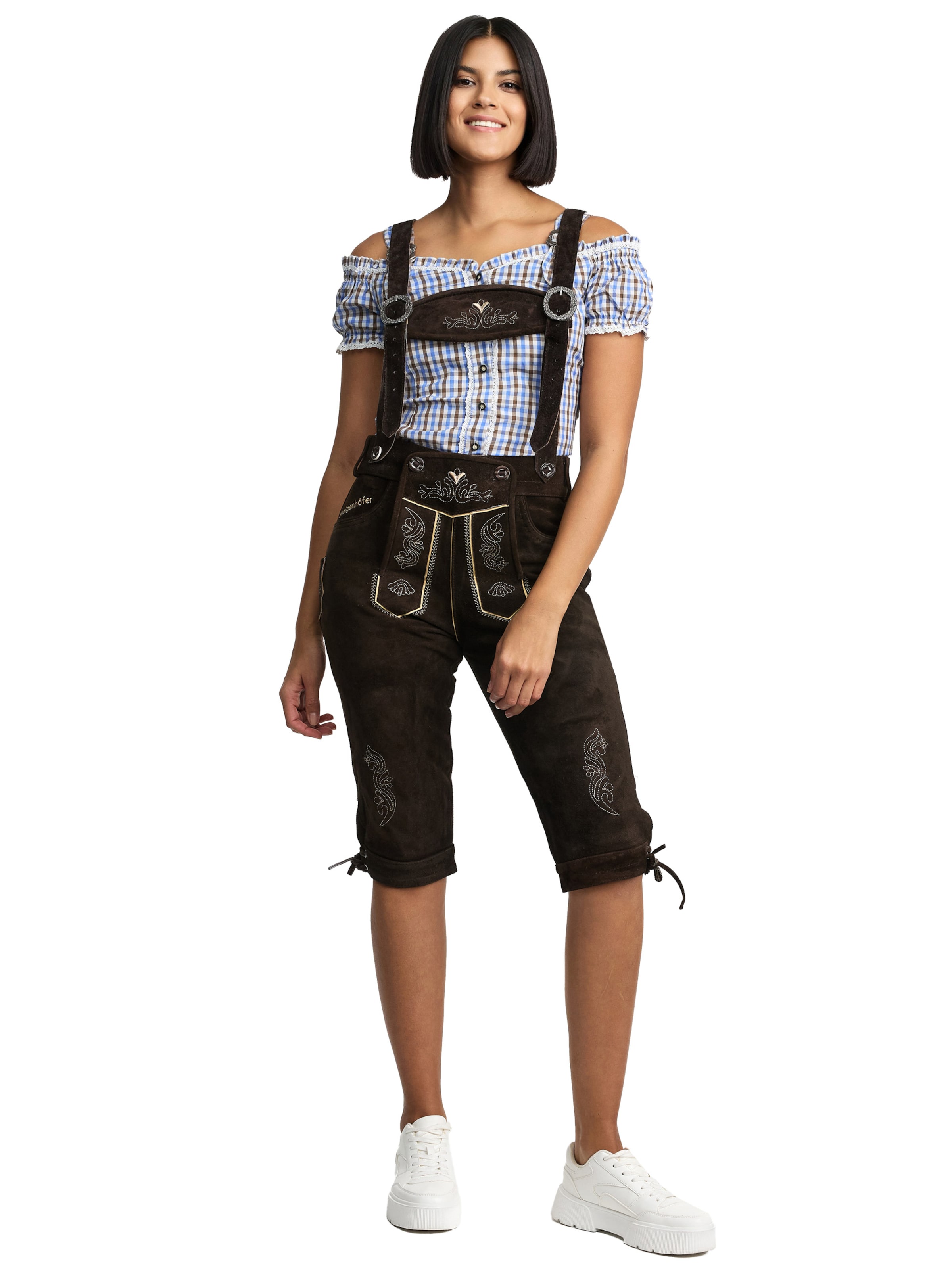 Steigenhöfer Regular Traditional Pants 'Clara' in Brown: front