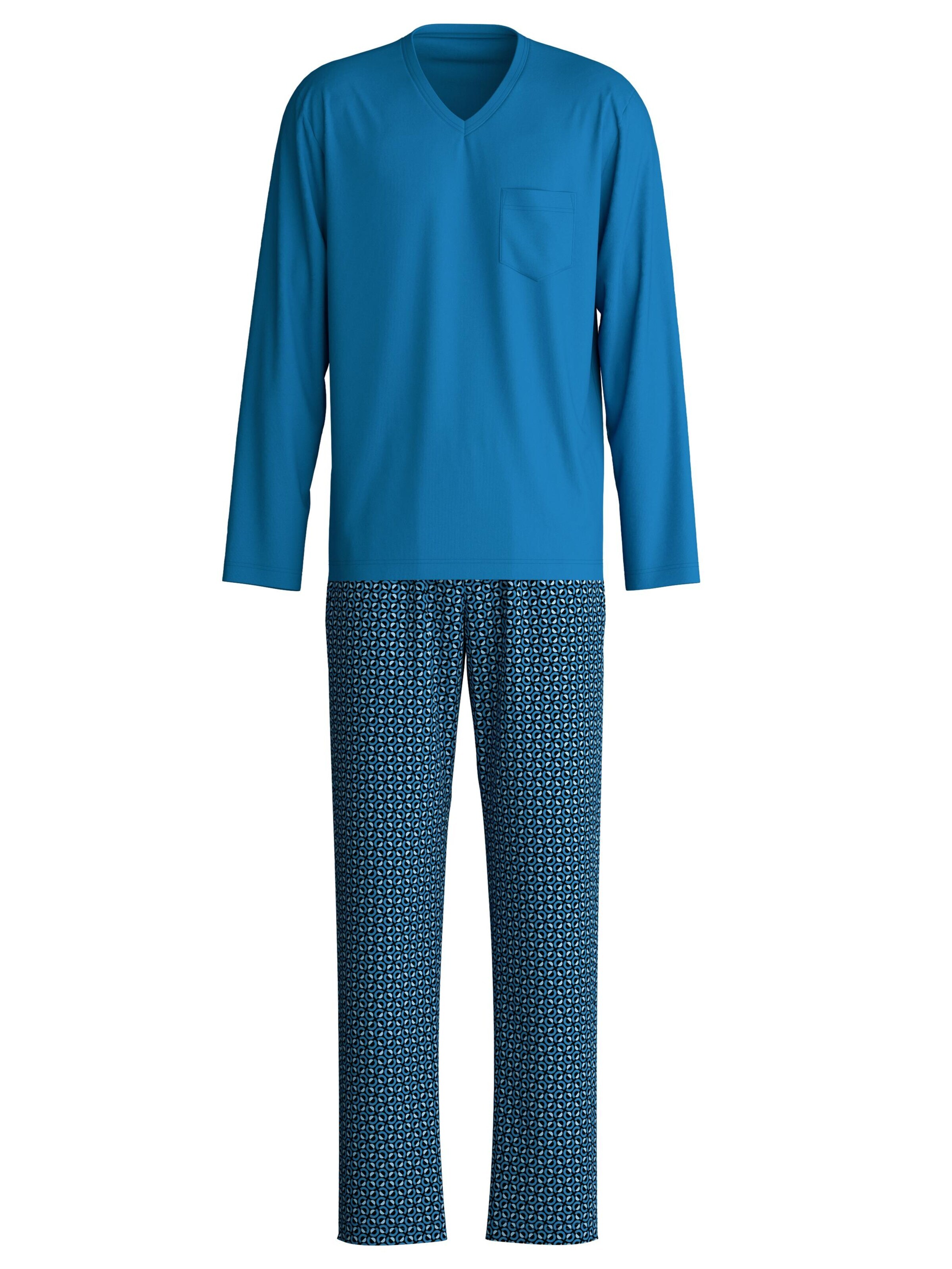 CALIDA Pyjama lang 'Relax Imprint'‌‌‌‌‌‌‌ in Blau: Vorderseite