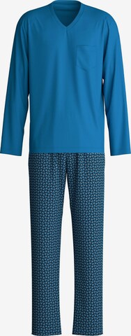 CALIDA Pyjama lang 'Relax Imprint' in Blau: Vorderseite