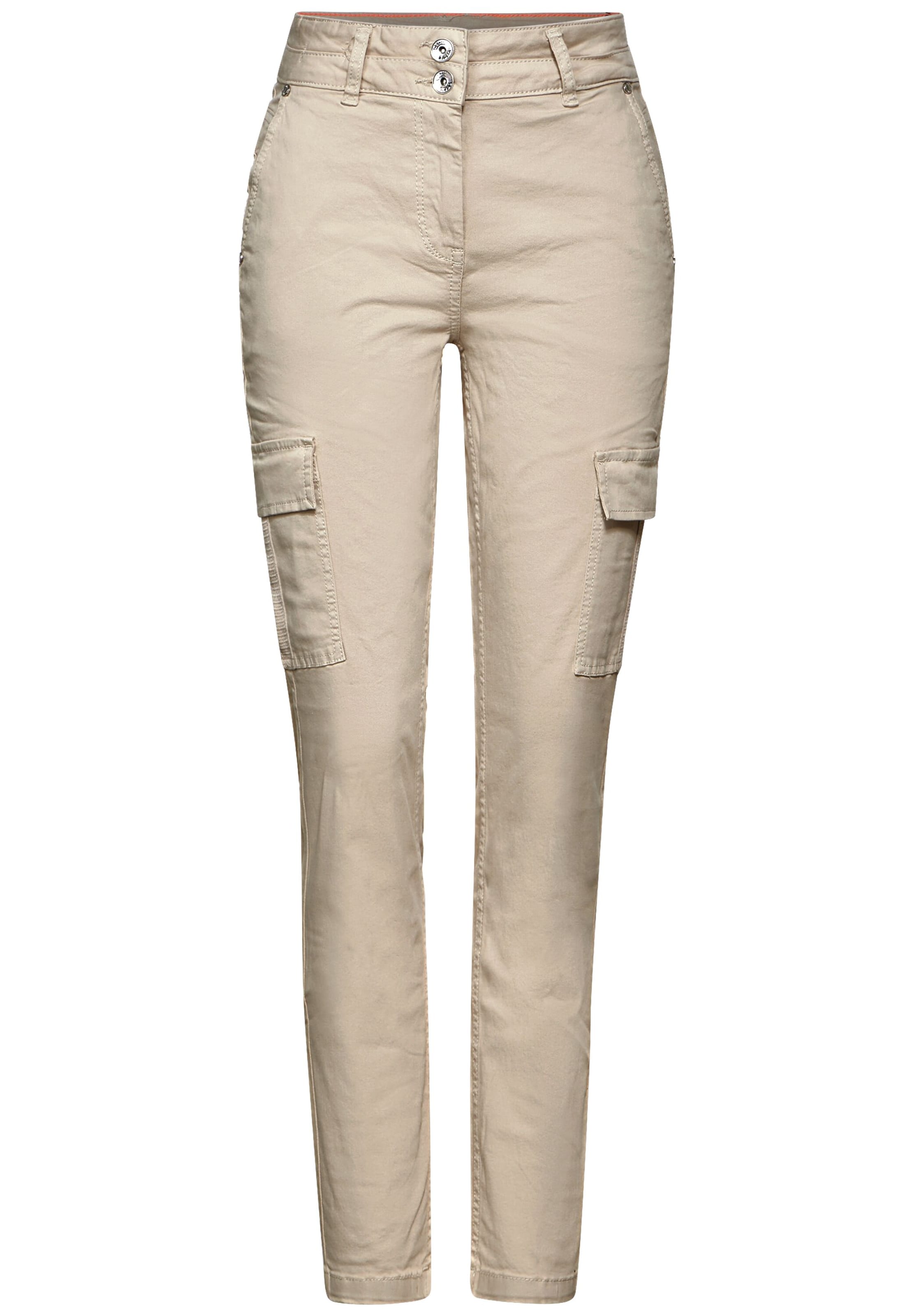 CECIL Slimfit Cargobroek in Beige: voorkant
