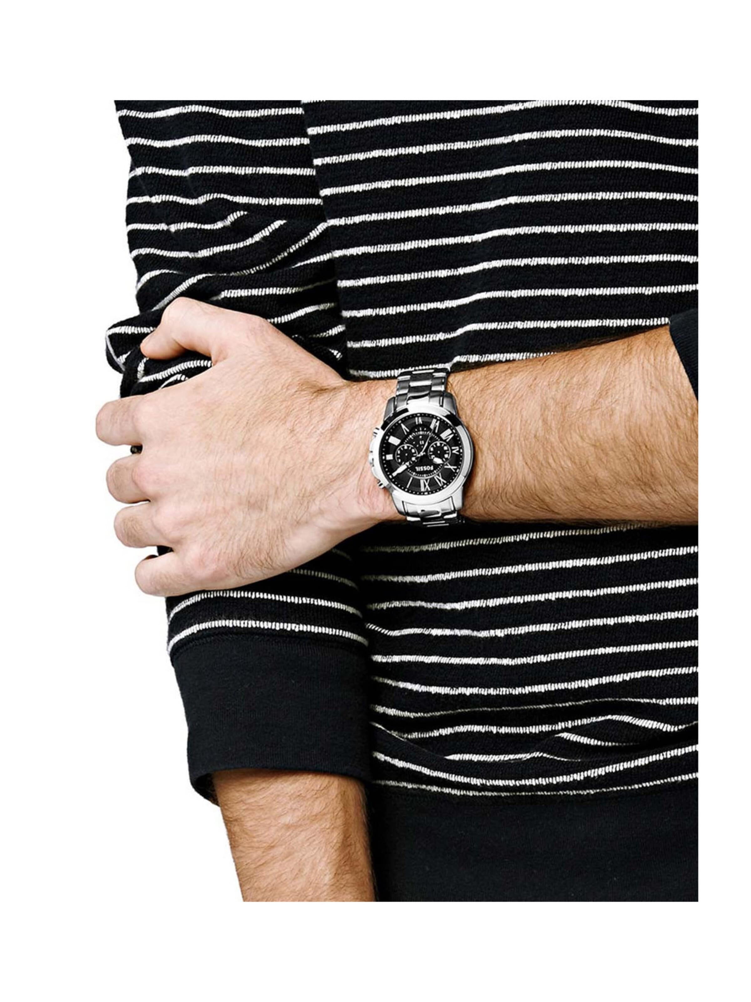 Montre à affichage analogique 'Montre homme Fossil Grant chronographe FS4736 multifonction en acier' FOSSIL en gris