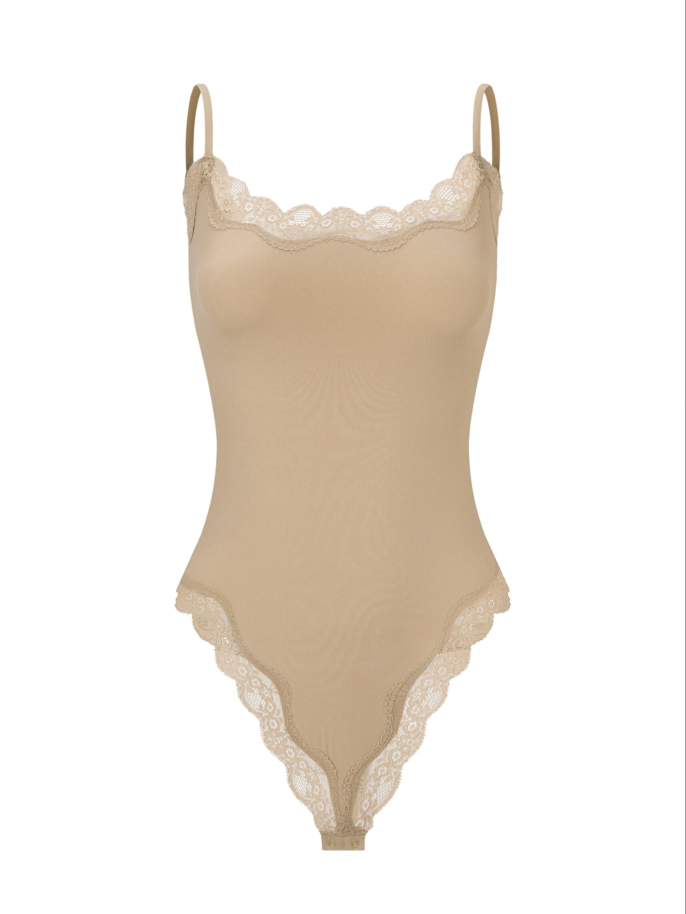 cfab (formerly creamy fabrics) Body 'Bodysuit String mit Lace' i beige: framsida