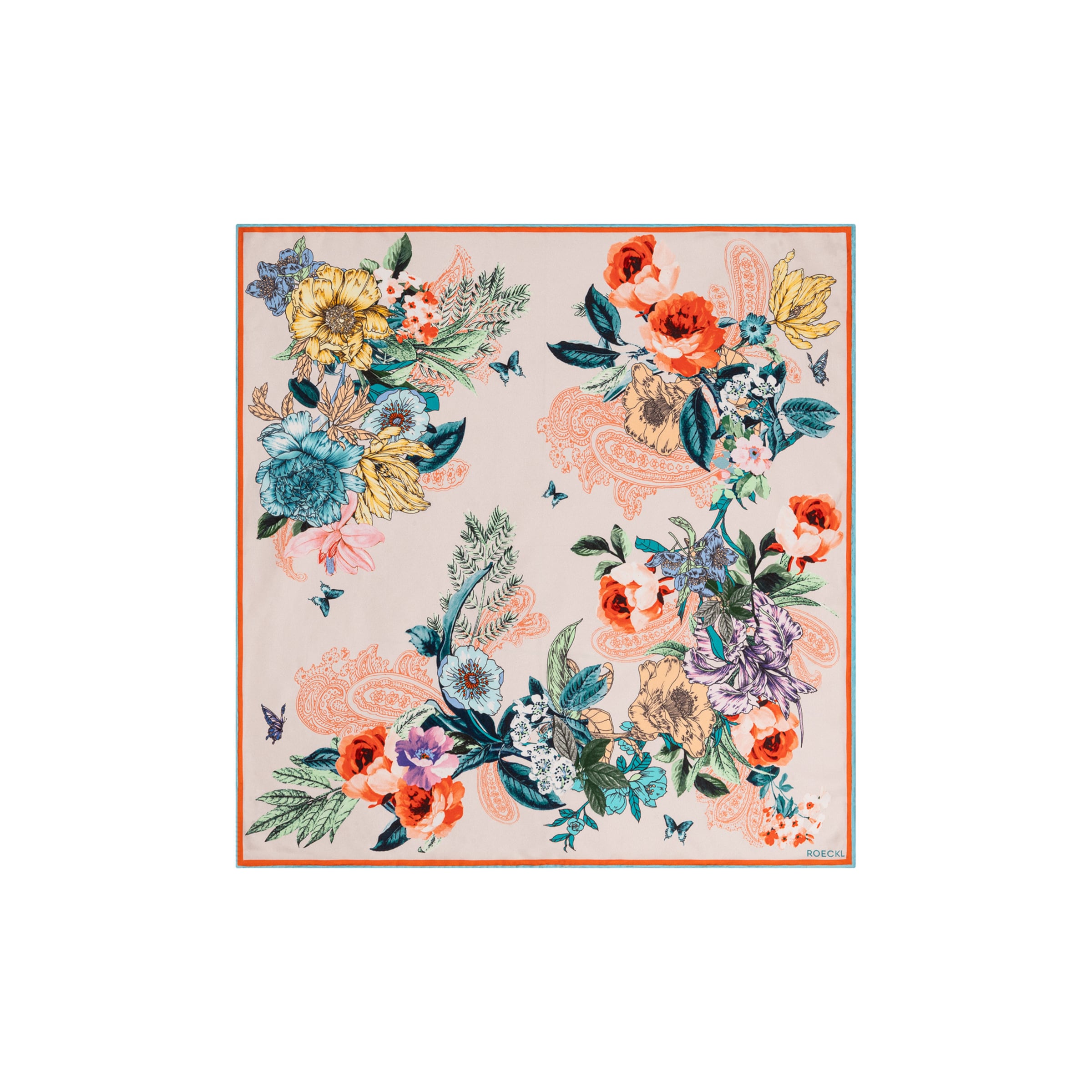 Roeckl Shawl 'PAISLEY & FLOWERS NICKY' in Orange: front