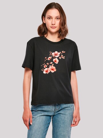 T-shirt oversize 'Rosa Blumenzweig 3D' F4NT4STIC en noir : devant