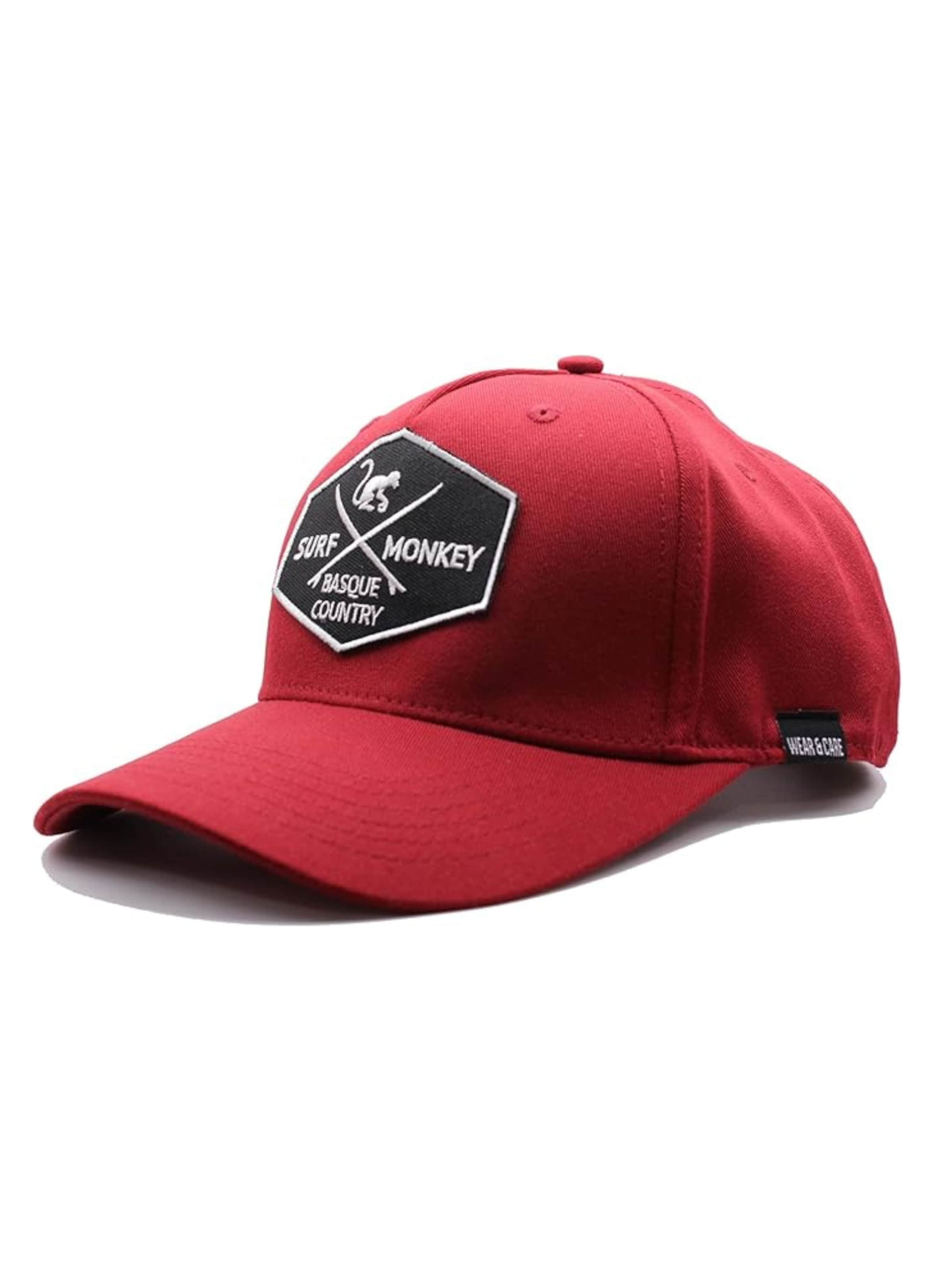 Cappello da baseball sportivo di Surf Monkey in rosso: frontale