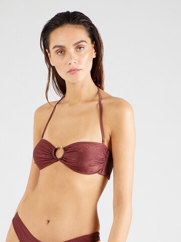 GUESS Bez ramienok Bikinový top - Hnedá: predná strana