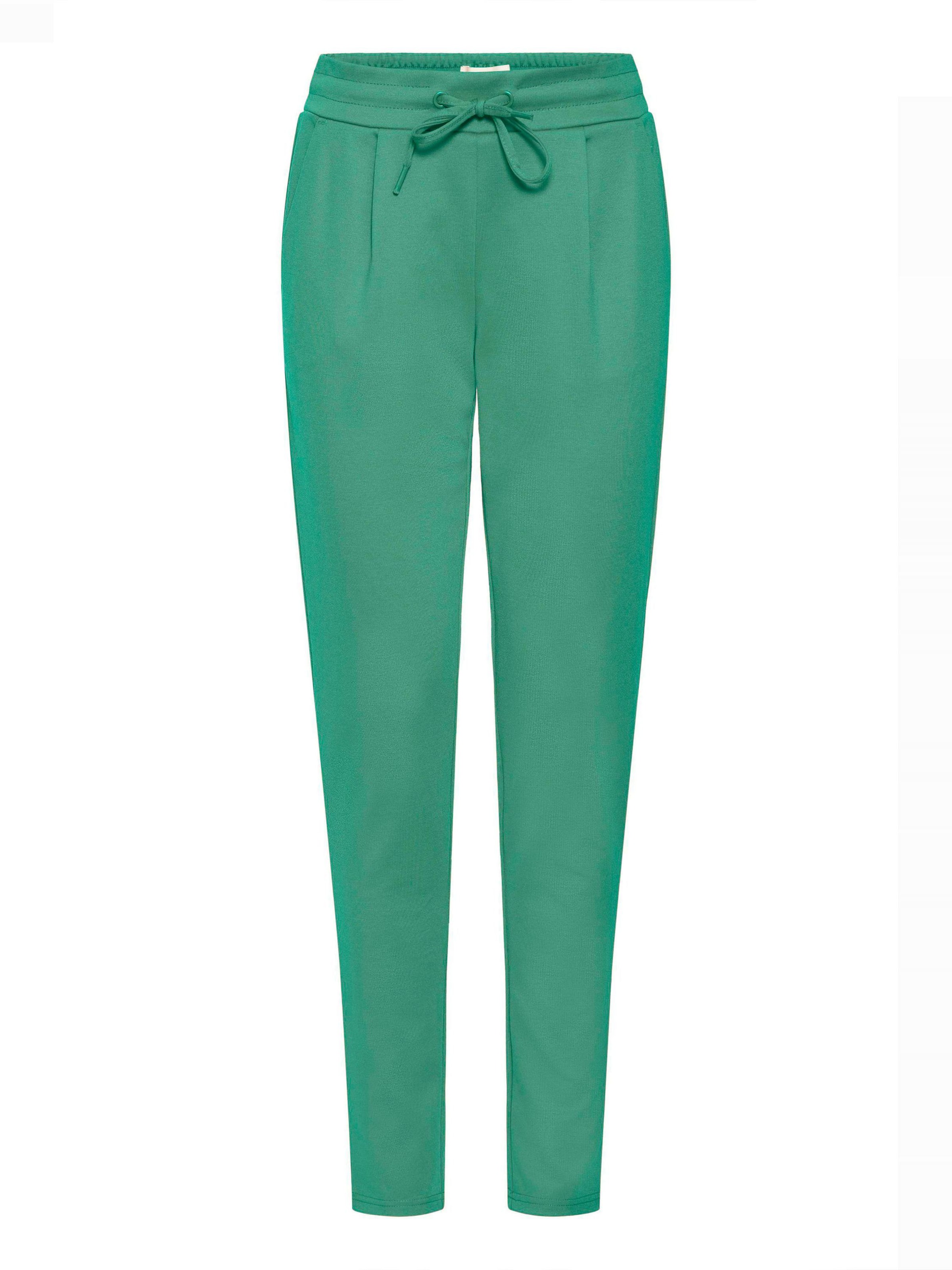 ICHI Slim fit Pleat-front trousers 'Kate' in Green: front