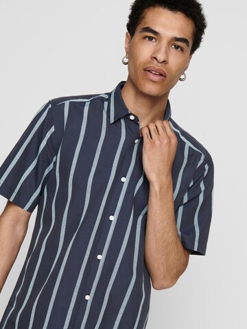 Only & Sons Regular fit Button Up Shirt 'TRAVIS' in Blue